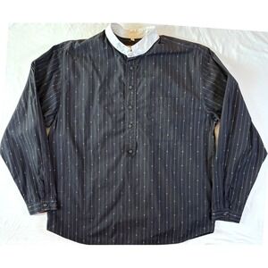 Vintage WAH MAKER Frontier Shirt Mens L Black Stripe Western Prairie Cowboy